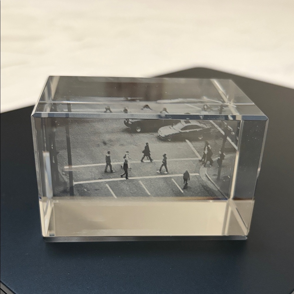 Glass Paperweight with City Scene
